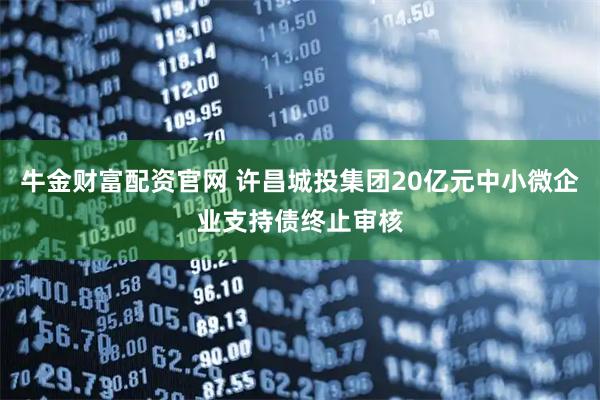 牛金财富配资官网 许昌城投集团20亿元中小微企业支持债终止审核