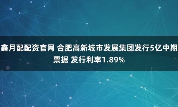 鑫月配配资官网 合肥高新城市发展集团发行5亿中期票据 发行利率1.89%